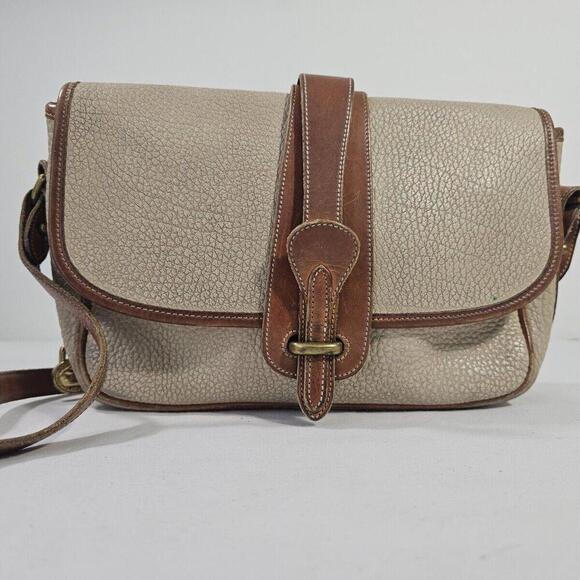 Handbags - Dooney & Bourke Vintage Essex Cream  Tan Shoulder Pebbled Leather Purse Bag Read